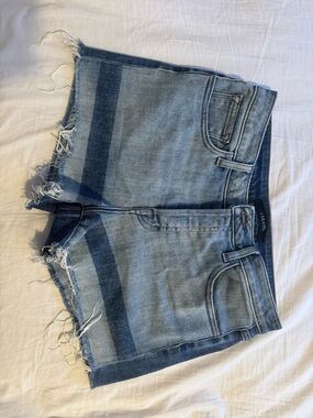 J Brand Two-Tone Light and Dark Blue Denim Cutoff Shorts